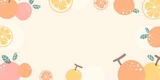 橙色小清新卡通水果橘子装饰边框展板背景